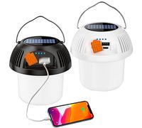 2 Pack Solar Camping Light, Rechargeable USB LED Portable Tent Mushroom Lantern, Waterproof 3 Modes Power Bank Lamp for Hiking Fishing Hunting Emergency