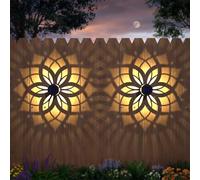 2 Pack Solar Fence Lights Metal Solar Powered Outdoor Wall Deck Step Lights Mandala Theme Waterproof Fence Light for Garden Post Patio Backyard Yard Decor, Gardening Gifts for Women Mom Grandma