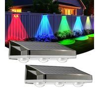 2 Pack Solar Fence Lights Outdoor Waterproof IP65, 13 Lighting Modes RGB Solar Powered Lights for Fence Post Wall Yard, Auto On/Off Dusk to Dawn, 20H Runtime, Patio Deck Railings Steps Backyard (B)