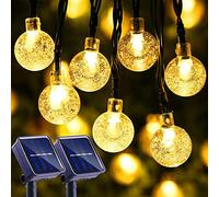 2 Pack Solar Garden Lights Outdoor, Total 72ft 120 LED Solar String Lights Waterproof, Solar Powered Crystal Ball Indoor/Outdoor Fairy Lights Decorative for Garden, Patio, Yard, Parties (Warm White)