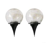 2 Pack Solar Globe Lights Waterproof with 600mAh Battery, 20 LED Cracked Glass Ball Lamps for Garden Patio Lawn Yard Outdoor Decoration(colorful)