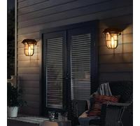 2 Pack Solar Lantern Wall Lights Fixtures with Motion Sensor, Solar Powered Porch Light, Vintage Hanging Solar Wall Sconce Outdoor,for Porch, Yard
