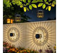 2 Pack Solar Lantern Wall Lights Outdoor, Decorative Sunflower Fence Light for Outside, Auto On/Off Wall Lights,IP65 Waterproof Step Lights for Outside Table Patio Balcony, Stairs, Yard, Pathway