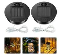 2 Pack Solar Light Replacement Top with 55cm String Lights, 8.2cm Solar Watering Can String Lights Replacement Top Replacement Solar Panels for Garden Lights for Watering Can Lights Mason Jar Outdoor