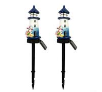 2 Pack Solar Lighthouse Atmosphere Lights, With Resin Construction For Patios And Pathways Solar Powered Lighting With Dusk Activation for Outdoor