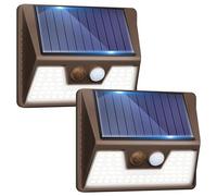 2 Pack Solar Lights Outdoor Motion Sensor- Led Security Light IP65 Waterproof, 3 Lighting Modes, Super Bright Pir Flood Lights for Wall Garden Fence Yard Driveway Path - Brown