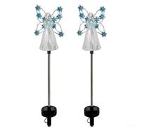 2 Pack Solar Powered Angel Lights with Color Changing LED for Garden, Lawn, Pathway, and Memorial Decoration, Weatherproof Design (blue)