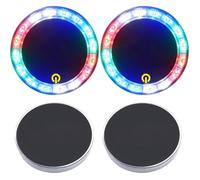 2 Pack Solar-Powered Car Lights, Round Touch LED Flashing Warning Lamps, Multi-Mode Colorful Lights, 10.5 cm ABS Stainless Steel, Tail and Side Installation