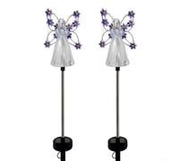 2-Pack Solar-Powered LED Angel Garden Lights, Color-Changing Outdoor Decor for Pathway, Lawn & Memorial Use, Weather-Resistant Landscape Lighting(purple)