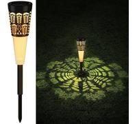 2 Pack Solar Powered Led Outdoor Path Lights With Decorative Shadow Effect - Ip54 Weatherproof, Auto On/off