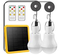 2 Pack Solar Powered Led Shed Light Bulb, TechKen Portable Lantern Lamp with Panel for Indoor Outdoor Kitchen Garden Patio Yard Hiking Camping Tent Fishing (UK4)