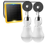 2 Pack Solar Powered Led Shed Light Bulb, TechKen Portable Lantern Lamp with Panel for Indoor Outdoor Kitchen Garden Patio Yard Hiking Camping Tent Fishing (UK3)