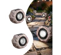 2 Pack Solar Rock Lights Outdoor, Angle Adjustable Solar Lights Outdoor Waterproof, LED Solar Garden Lights, Auto On/Off Landscape Lighting for Yard Pathway Patio Flower Bed - White Glow (Stone Brown)