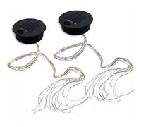 2 Pack Solar Watering Can String Lights Replacement Top - Round Solar Panel Waterproof 32in LED Copper Wire Lantern Lighting Accessories Solars Lamp Battery Box DIY Garden Patio Decor(Warm/Cold)