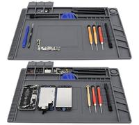 2 Pack Soldering Mat 500°C Heat Resistant, 45x30cm Thick Silicone Anti Static Magnetic Work Mat, Electronics Repair Pad with Scale Ruler & Screw Position for Phone Laptop Circuit Board Welding Repair