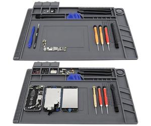 2 Pack Soldering Mat 500°C Heat Resistant, 45x30cm Thick Silicone Anti Static Magnetic Work Mat, Electronics Repair Pad with Scale Ruler & Screw Position for Phone Laptop Circuit Board Welding Repair