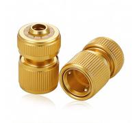 2 Pack Solid Brass Hose Connector Set, Durable Metal for 1/2 Inch Garden Hose Pipes, Quick Connect Brass Hose Fittings and Mixer Tap Hose Connector for Easy Leak-Free Watering