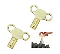 2 Pack Solid Brass Radiator Key, Radiator Bleed Keys, Radiator Vent Valve Key Clock Style Bleeding Tool for Central Heating Systems - Durable Rustproof Square Opening Fits Most UK Radiators