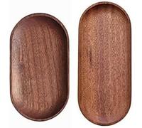 2 Pack Solid Wood Serving Platters and Trays of Natural Wood with Edge,Rectangular Avoid Sliding and Spilling Food (Walnut Trays x 2Pack)