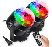 [2-Pack] Sound Activated Party Lights with Remote Control Dj Lighting, RBG Disco Ball Light, Strobe Lamp 7 Modes Stage Par Light for Home Room Dance Parties Bar Karaoke Xmas Wedding Show Club