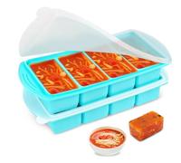 2 Pack Soup Cubes Freezer Tray, 1000ML Silicone Freezer Moulds with Lid, Soup Freezer Containers, 4-Compartment Silicone Ice Cube Tray for Meal Prep, Soup, Sauce