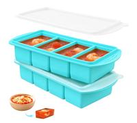 2 Pack Soup Freezer Containers, 4 Grids 1000ML Silicone Freezer Moulds, Silicone Freezer Tray, Silicone Food Storage Trays for Meal Prep, Storing Soups, Sauces