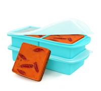 2 Pack Soup Freezer Containers, ZMCVOE 2 Grids 1000ML Silicone Freezer Moulds, Silicone Freezer Tray for Meal Prep, Storing Soups, Sauces (Blue)