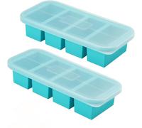 2-Pack Souper Cubes 1 Cup/250 mL Silicone Freezer Tray with Lids, Perfect for Storing Soup, Broth, Sauces, Batch Cooking and More, Oven-Safe Silicone Freezer Moulds(Blue)
