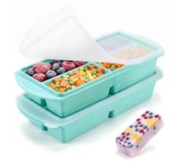 2 Pack Souper Cubes Silicone Freezer Tray, 1 Cup/250 mL Silicone Freezer Moulds with Lid, Soup Freezer Containers, Portion Freeze Trays for Storing 250mL/125mL Broth Leftovers Sauce, Green
