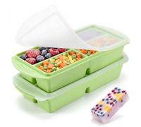 2 Pack Souper Cubes Silicone Freezer Tray, 1 Cup/250 mL Silicone Freezer Moulds with Lid, Soup Freezer Containers, Portion Freeze Trays for Storing 250mL/125mL Broth Leftovers Sauce, Avocado Green