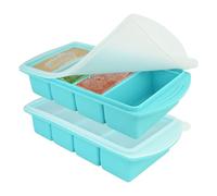2 Pack Souper Cubes Silicone Freezer Tray, 1000ML Silicone Freezer Moulds with Lid, 4 Compartment Soup Freezer Containers, Makes 8 1-Cup Soup Portion Freeze Trays, Freezer Storage Food Soups Meal Prep