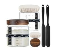 2 pack Sourdough Starter Jar 35OZ with Scale line Thermometer Cloth Cover Wood Lid Wide Mouth Sourdough Starter Jar for Sourdough Bread Baking for ingredients such as cookies rice cereals coffee nuts