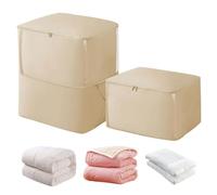 2 Pack Space Saving Compression Storage Bags, Self Compression Storage Bags, Large Capacity Compression Duvets Storage Bag with Visual Window for Down Jackets, Clothes, Bedding (Beige)