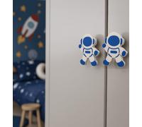 (2-Pack) Spaceman Theme Door Knobs - Child-Friendly Space Pull Handles for Wardrobes & Cupboards - Nursery, Playroom, Bedroom Decor (Large 8.6 x 7.0 cm)