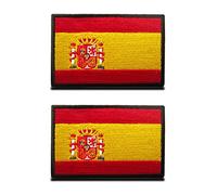 2 Pack Spain Spanish Flag Tactical Embroidered Patches - 3.15"x 2" España ES Flag Military Uniform Sew On Emblem Patch - Loop & Hook Fasteners Attach to Backpack, Clothes, Garment & Gears