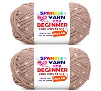 2 Pack Sparkle Beginner Crochet Yarn for Crocheting Knitting Multicolor Easy Crochet Yarn for Beginners(Rose Gold)