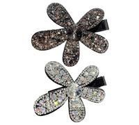 2 Pack Sparkly Hair Clips, Rhinestone Hair Clip, Rhinestone 3D Floral Barrettes Accessories, For Women Girls Bridal Wedding Gathering Formal Holiday Daily Parties