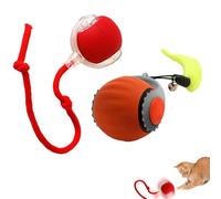 2 Pack Speedy Tail Interactive Cat Toy Ball with Feather Tail, Automatic Motion Activated Rolling Ball, 2 Speed Modes USB Rechargeable Kitten Toys for Indoor Cats to Relieve Boredom (Orange)