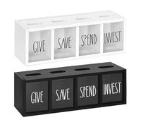 2 Pack Spend Save Give İnvest Piggy Bank, with 4 Compartment Design, 32x10.7cm, Money Coin Savings Piggy Bank Jar Box, Child Safe Money Saver, Educational, for Boys Girls