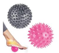 2 Pack Spikey Massage Ball Set, Deep Tissue & Myofascial Release, Relaxes Tight Muscles & Stress, Trigger Point, Stress Ball, Yoga, Pilates, Exercise, Rehab, Bumpy Massager Balls, Ø7.5cm, Grey & Pink