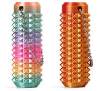2-Pack Spiky Grippie Fidget Keychain Set, 3D Printed Sensory Stim Toy Silent Roller for Anxiety Relief, Focus & Stress Management Novelty Gift for Adults & Teens (Red Gold + Rainbow)