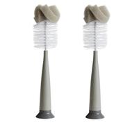 2 Pack Sponge Bottle Brush Modern Design Durable Nylon Bristle Cleaner With Rubber Gray(2pcs)