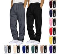 2 Pack Sport Sweatpants Men Loose Fit Solid Sweatpant comfort Tracksuit Bottoms Warm Trouser for Winter Elastic Waist Track Pants for Outdoor with Pockets Soft Breathable Lightweight Trousers