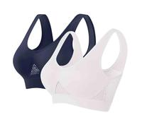 2 Pack Sports Bras Women High Impact Seamless Wirefree Yoga Bra for Large Breasts Non Wired Full Support Sport Bralette Stretch Crop Tops Ladies Comfort Everyday Underwear and Bras Plus Size