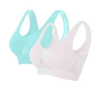 2 Pack Sports Bras Women High Impact Seamless Wirefree Yoga Bra for Large Breasts Non Wired Full Support Sport Bralette Stretch Crop Tops Ladies Comfort Everyday Underwear and Bras Plus Size