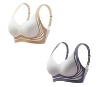 2 Pack Sports Bras Women High Impact Shock Absorber - Ladies Bras Non Wired Full Support Soft Comfort Push Up Wireless Bras For Women Plus Size Firm Hold Yoga Bras For Women Seamless Bras For Women