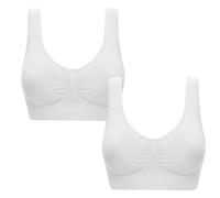 2 Pack Sports Bras Women Seamless Support Full Coverage Comfort Stretch Yoga Bra High Impact Workout Vest Bras no Back Fat Bra White 6XL