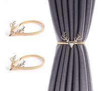 2 Pack Spring Rope Curtain Tiebacks Curtain Clip Buckle Elk Rope Holdbacks Curtain Holdbacks Alloy Adjustable Decorative Curtain Clip Buckle Holder Buckles for Home Dorm Office Hotel Window
