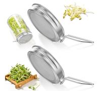 2 Pack Sprouting Lids for Wide Mouth Mason Jars(86mm),Stainless Steel Mesh Sprouting Jar Lid with Stand,Reusable Seed Germination Lid for Growing Bean,Alfalfa,Broccoli & Mung Bean Sprouts at Home