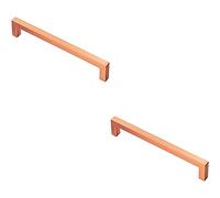 2 Pack | Square Block Pull Handle - 170 x 10mm - 160mm Fixing Centres - Satin Copper | Cabinet Pull Handle - Wardrobe Cupboard Door Handle - Suitable for Lightweight Internal Doors